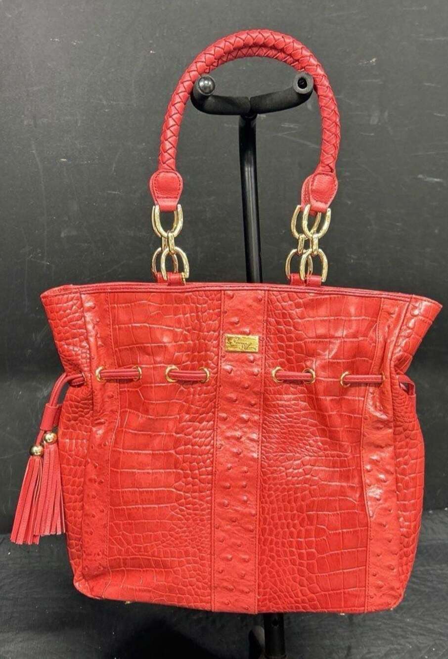 ISABELLA ADAMS RED GENUINE LEATHER HANDBAG/PURSE 13" X 9.5"